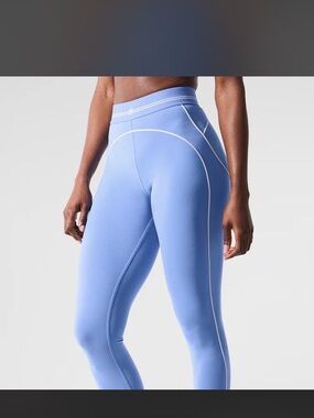 ALO Yoga Periwinkle Blue High-Rise Sculpting Leggings with White Piping